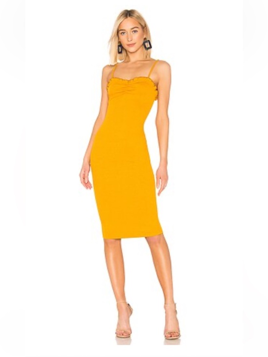 Lovers + Friends Dresses & Skirts - NWT Lovers + Friends Kudrow MIDI BodyCon Dress Honey Yellow. Size XS.